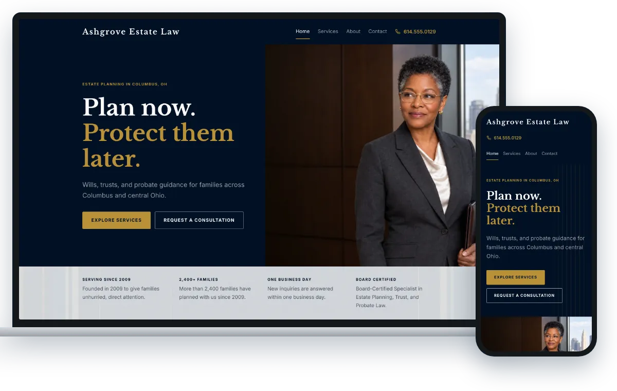 The Institutional Trust design, shown on a laptop and a phone